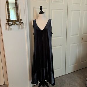 Elegant Velvet Sleeveless Dress - Navy